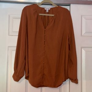 Burnt orange button front blouse